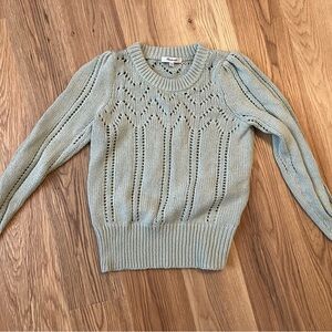 Madewell Blue Crew Neck Sweater with Intricate Knit Design